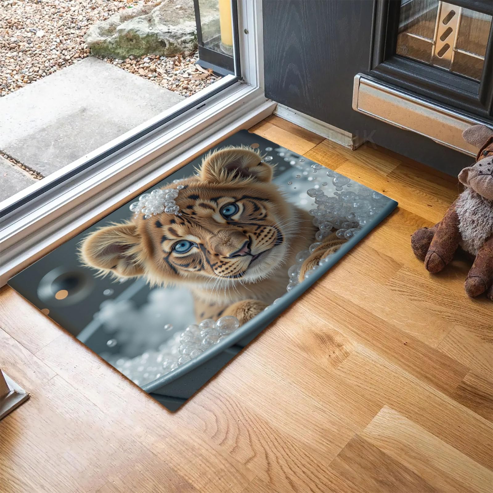 Felpudo fotos animales GDJSMIN de 60 x 90 cm para puerta de casa y salón