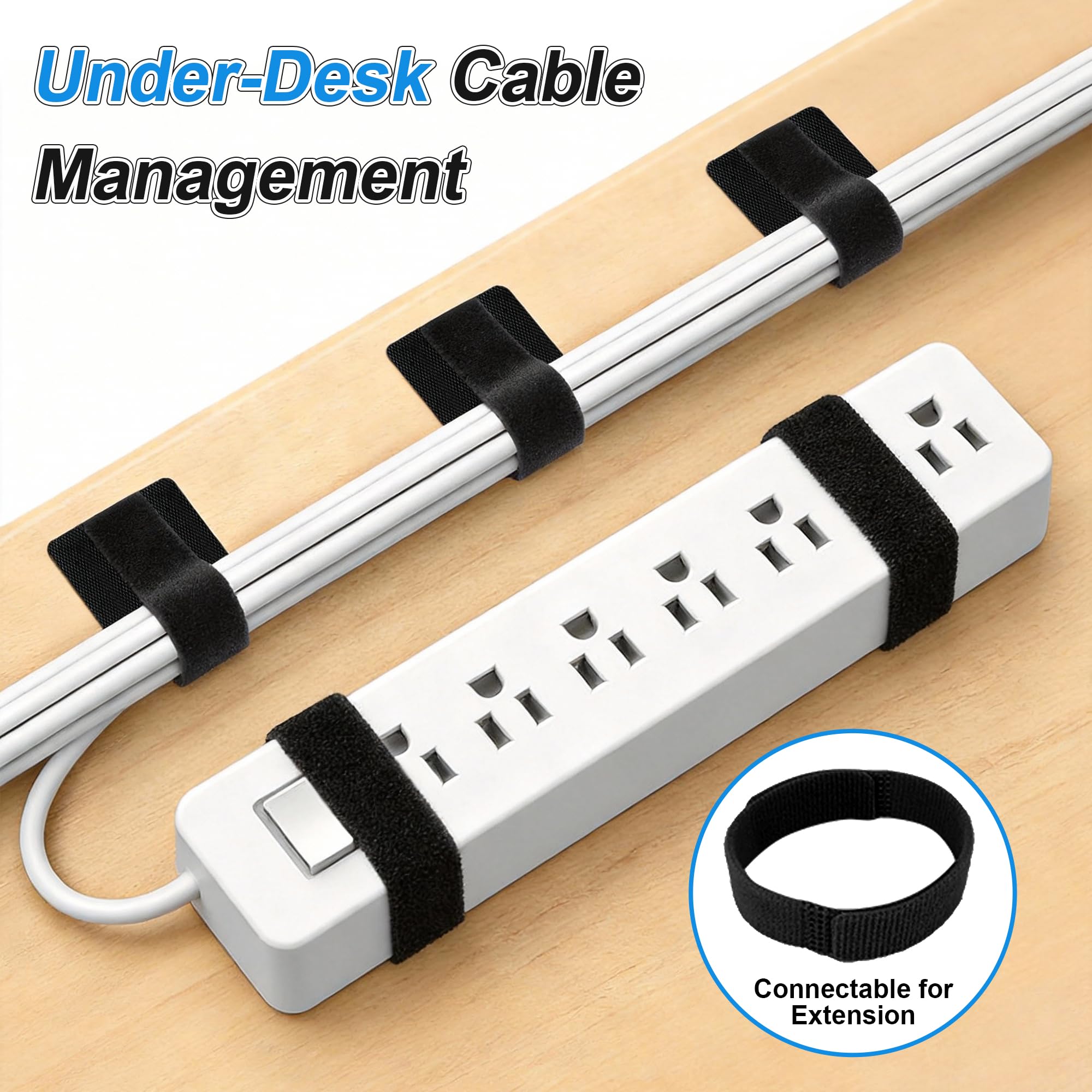 Gestione dei cavi, scrivania, organizer per cavi, fascetta lunga, porta accessori da scrivania, supporto per cavi Under Desk (25, nero)
