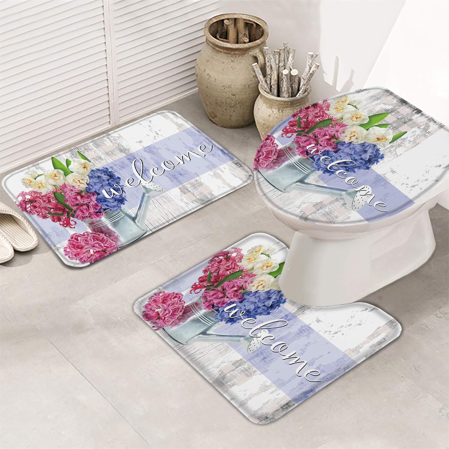 MBAFIT 3 Pieces Bathroom Rugs Set Non Slip & Absorbent Mats