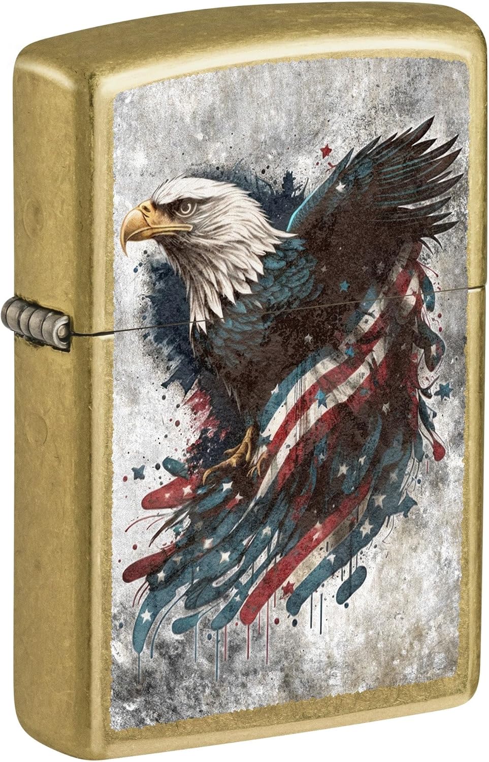 Zippo Lighter: Eagle and Flag, Distressed Look - Street Brass 81682