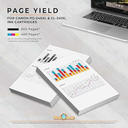 Miniatura 5 de Houseoftoners Paquete de 3 cartuchos de tinta remanufacturados de repuesto para Canon PG240XL Negro y CL241XL Color PIXMA MG2120 MG3220 MG3222