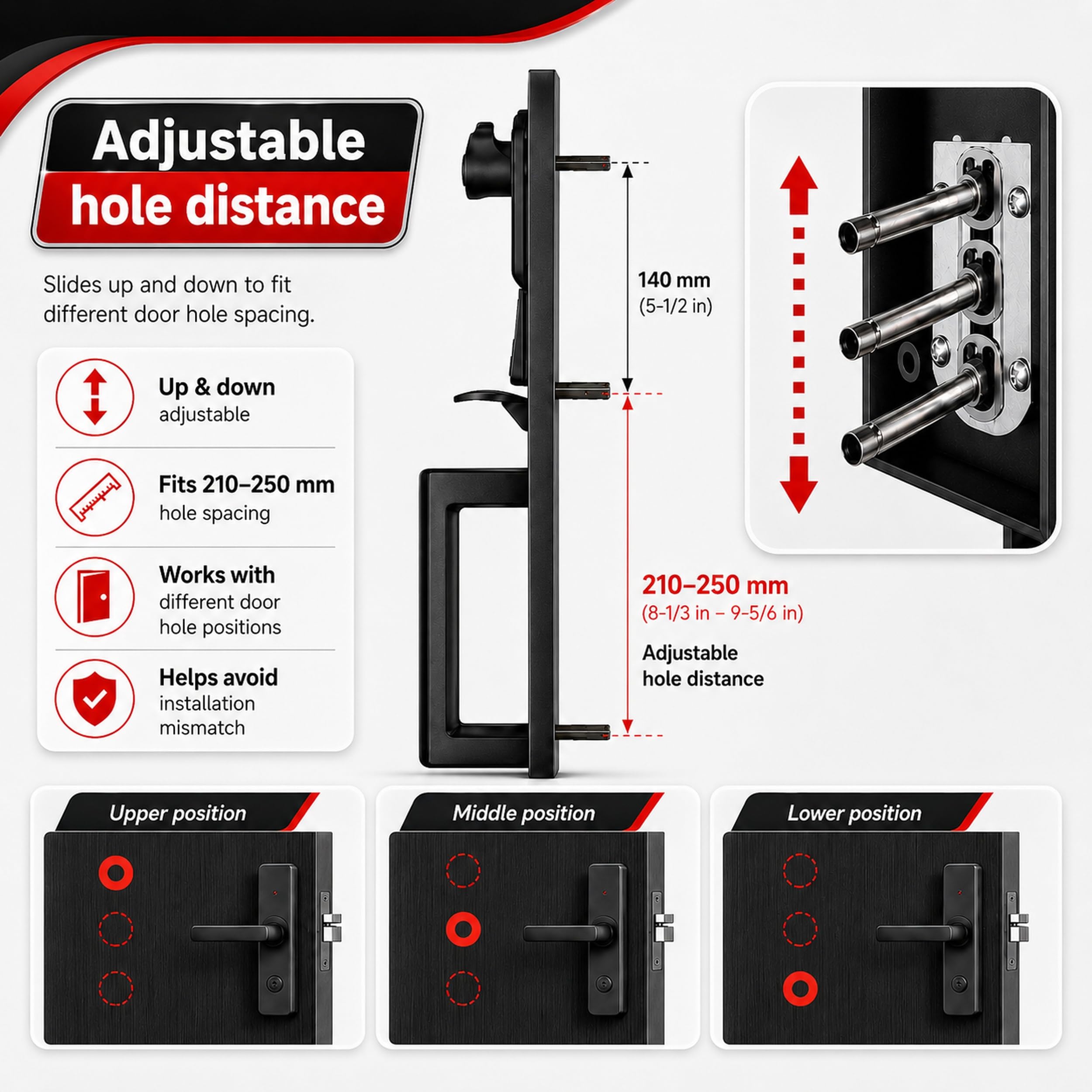 Cerradura de Puerta Electrónica Inteligente con Teclado para Puerta Doble, Manija Electrónica sin Llave Cerradura (Juego de Llaves y Ficticio), MMDHST2016DB-E-SET-1