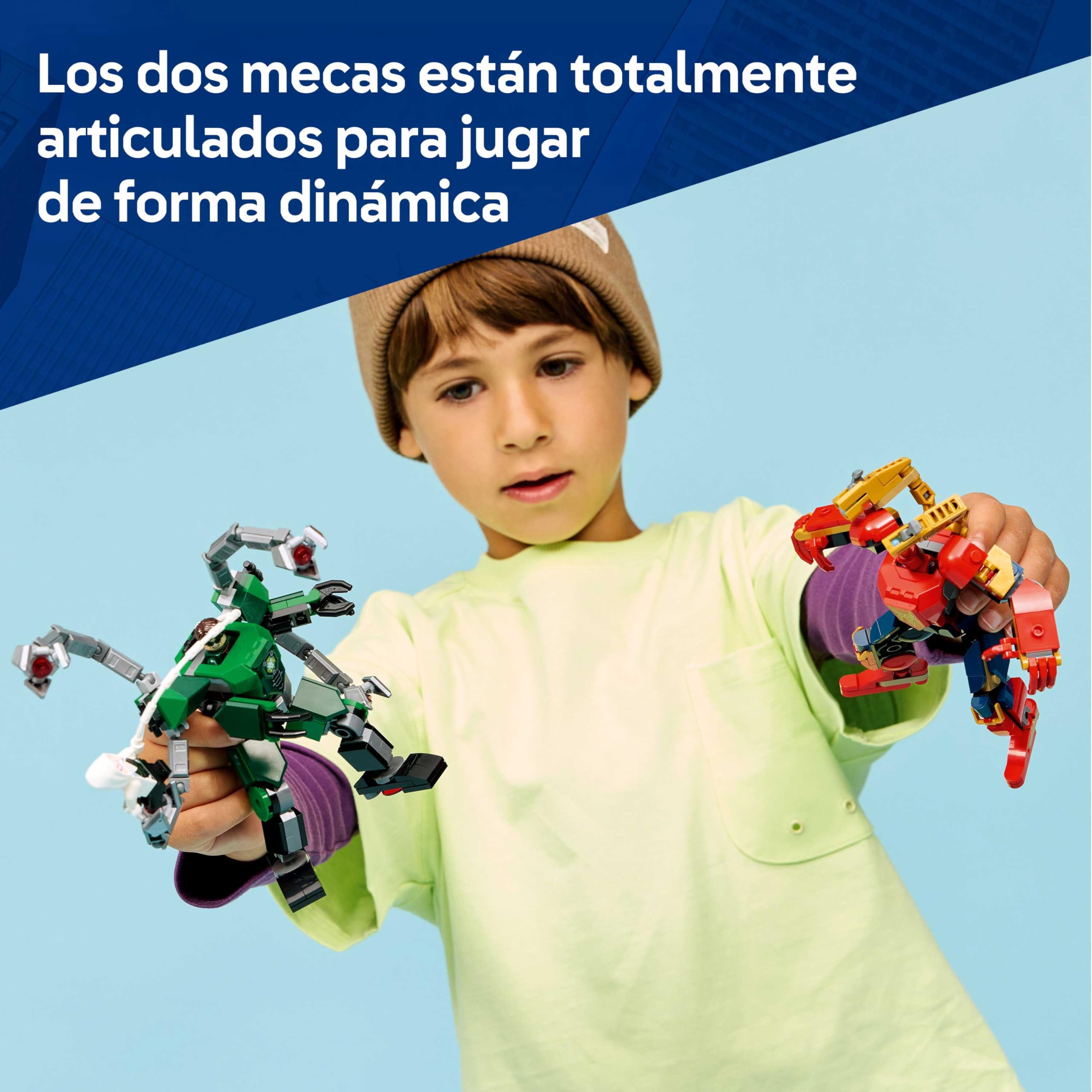 LEGO | Marvel Batalla de Armaduras Robóticas: Spider-Man vs. Doc Ock - Superhéroes de Juguete - 2 Figuras de Acción, 3 Minifiguras Inc. Spider Fantasma, Cañones - Regalo para Niños de 6+ Años - 76338