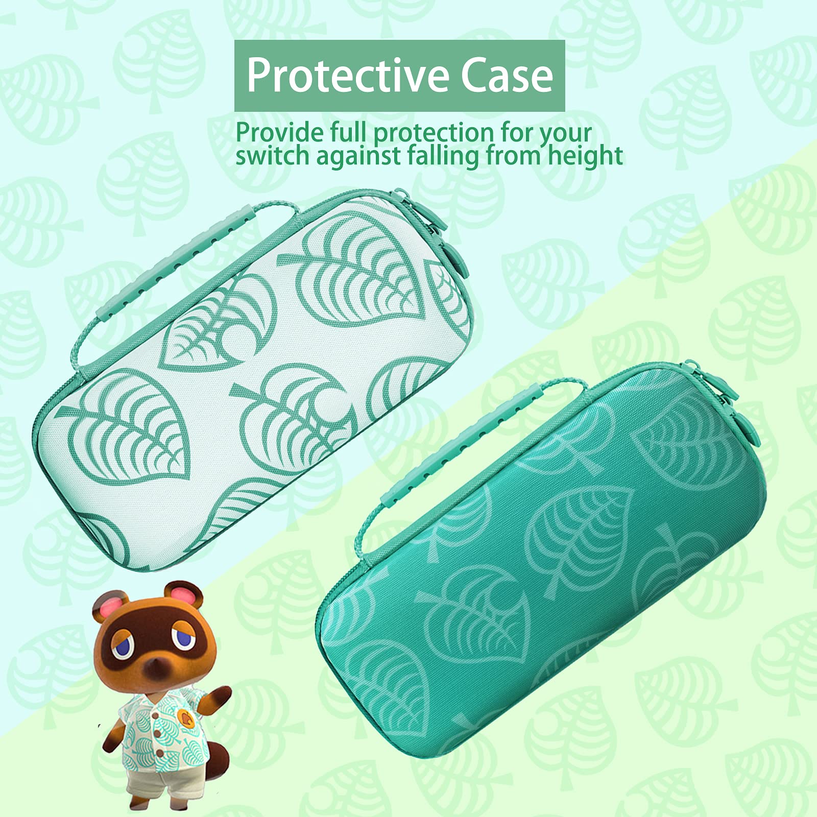 TIKOdirect Custodia da trasporto per interruttore, graziosa borsa da viaggio portatile con custodia protettiva, protezioni per lo schermo, supporto, custodia per carte da gioco e tappi per impugnatura