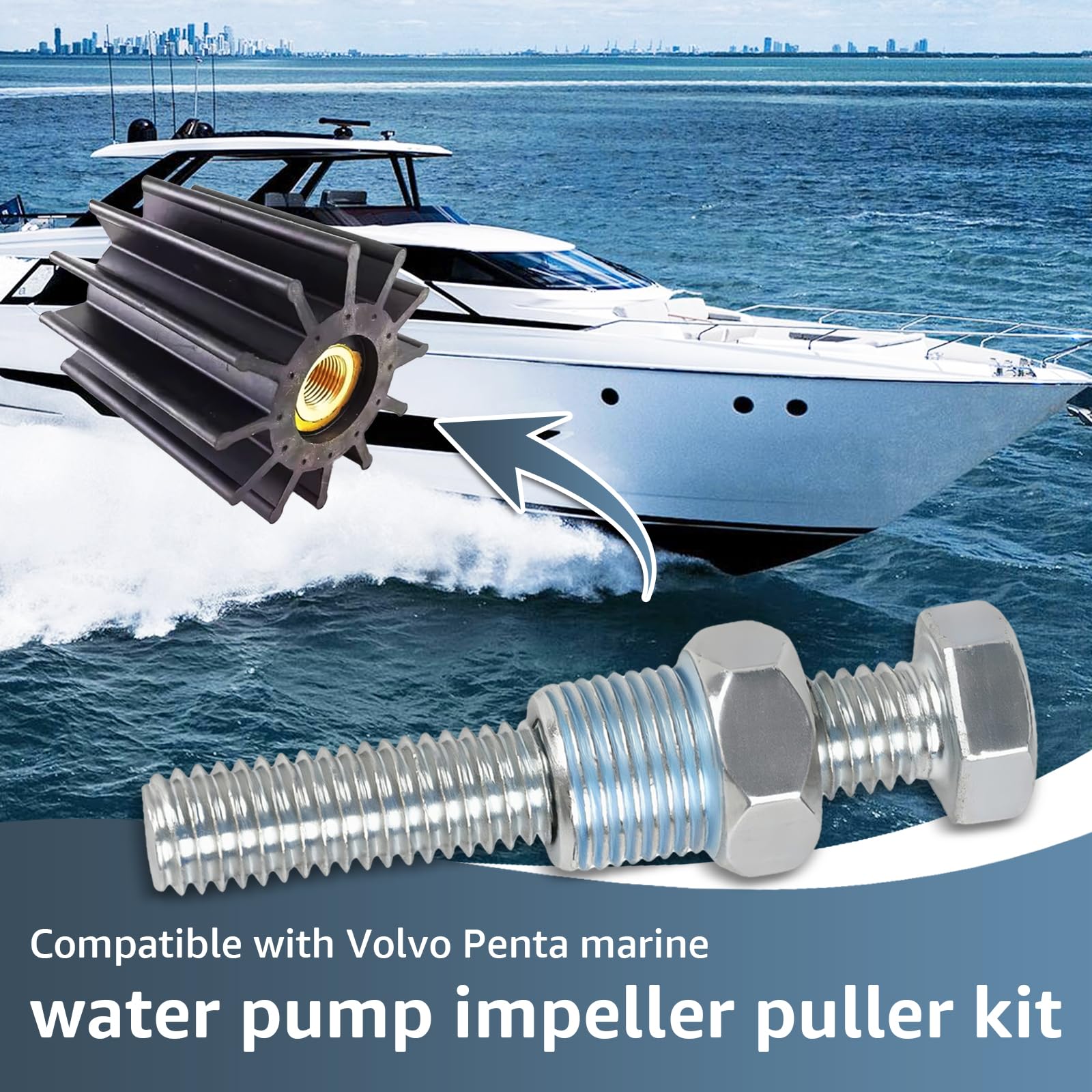 Für Volvo Penta 21700443 21700445 3584350 Impeller Abzieher-Kit für Volvo Penta Marine Impeller Ersatz für Laufradabzieher-Set, Teilenummer 3843948 (1 Stück)