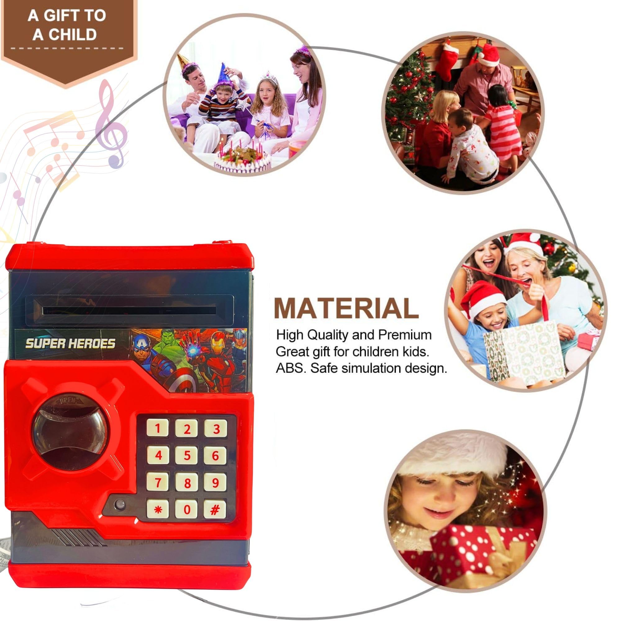 Mallexo Superhero Electronic Piggy Bank for Kids with Password