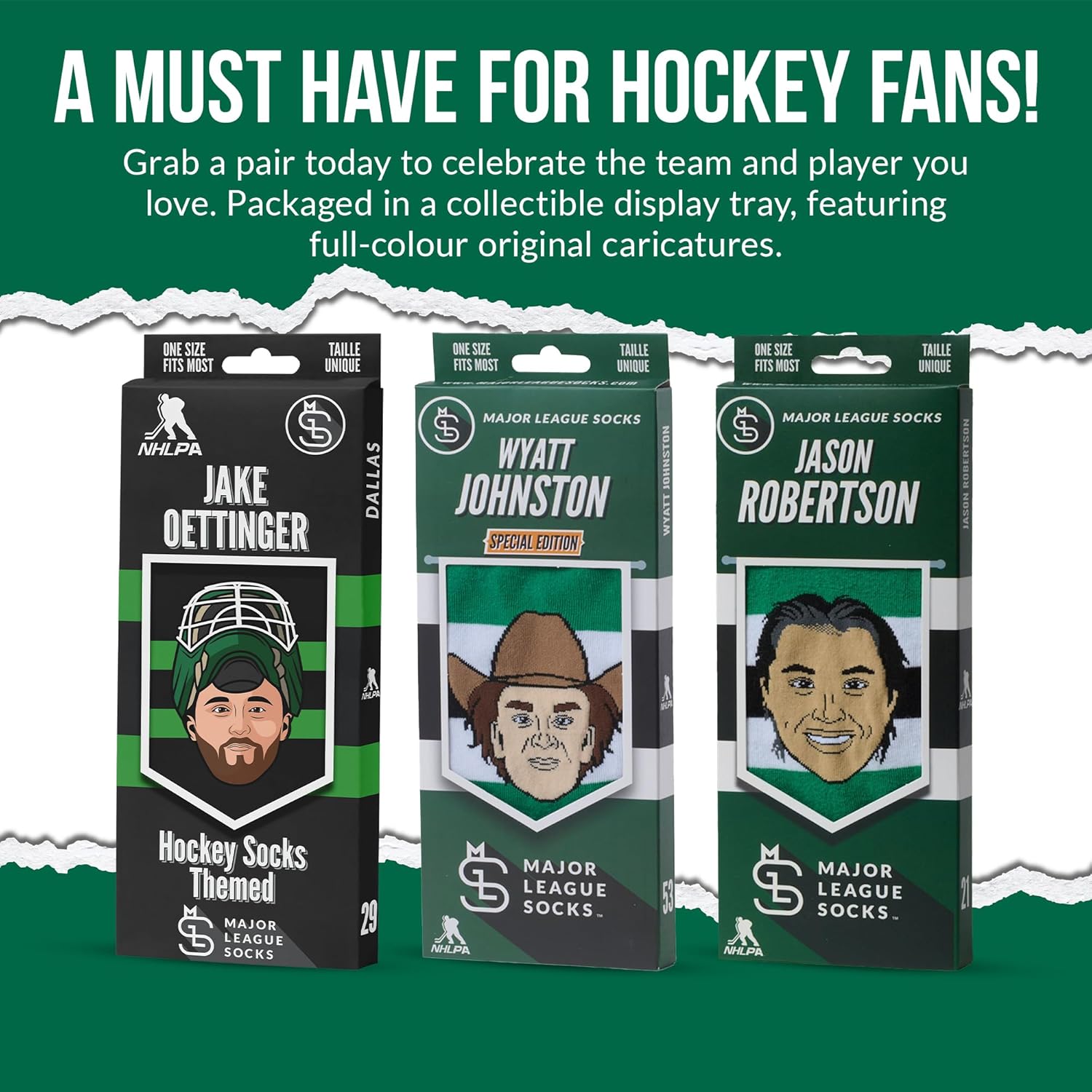 Major League Socks - NHL Dallas Stars - Various Players - Hockey Fan Holiday Gift Unisex Apparel (Size 7-13) - Image 3