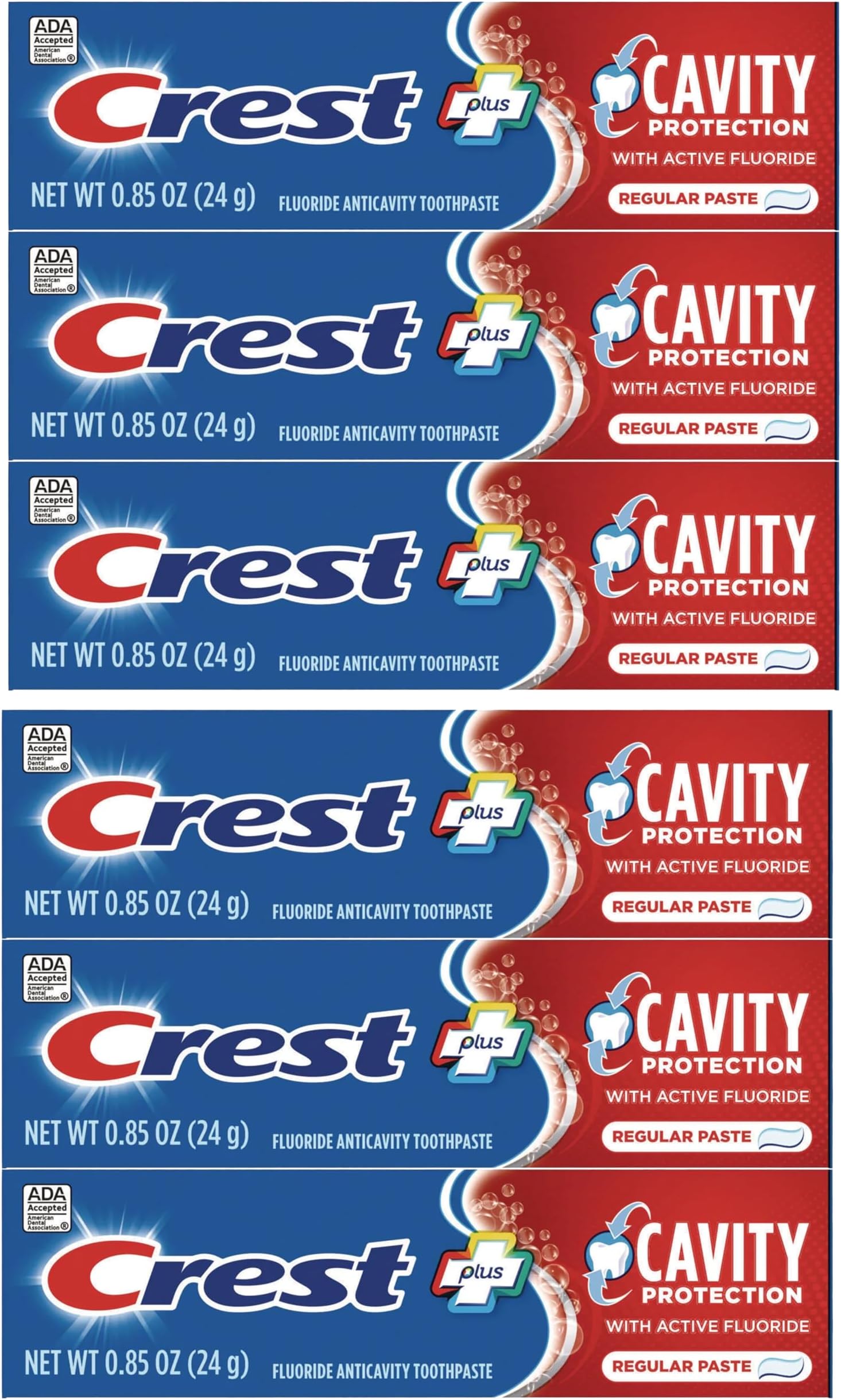 Cavity Protection Regular Toothpaste, Travel Size .85 oz. (24g) - Pack of 6