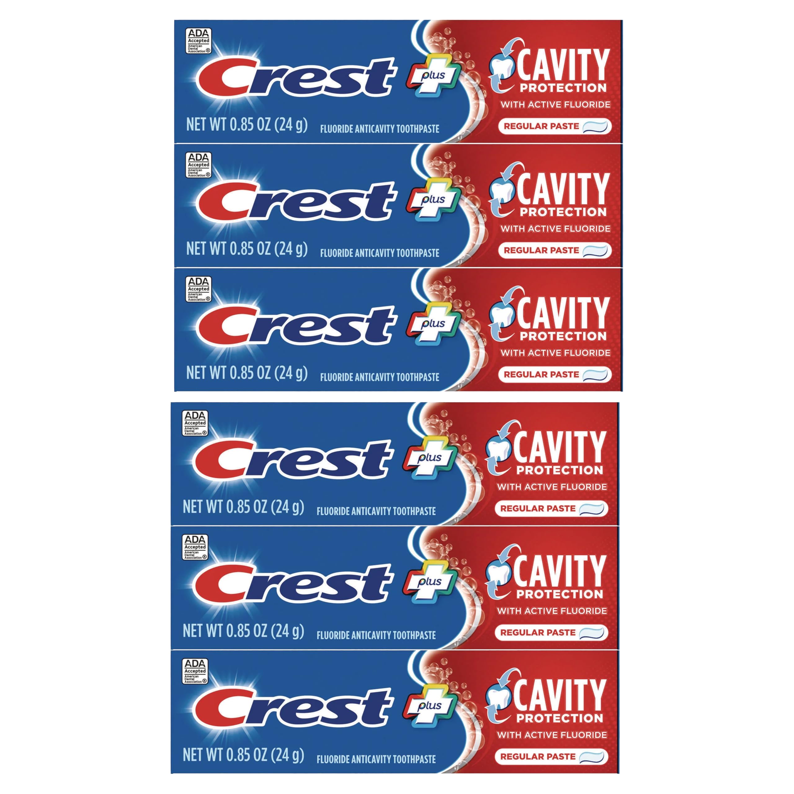 Crest Cavity Protection Regular Toothpaste, Travel Size .85 oz. (24g) - Pack of 6