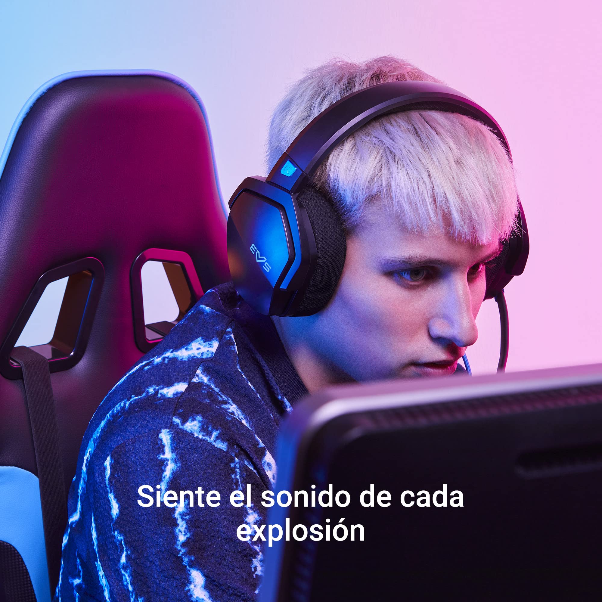 Energy Sistem ES Gaming Headset ESG 3 Blue Thunder (Deep Bass, Cloth Ear Pads, Crystal Clear Sound)- Azul