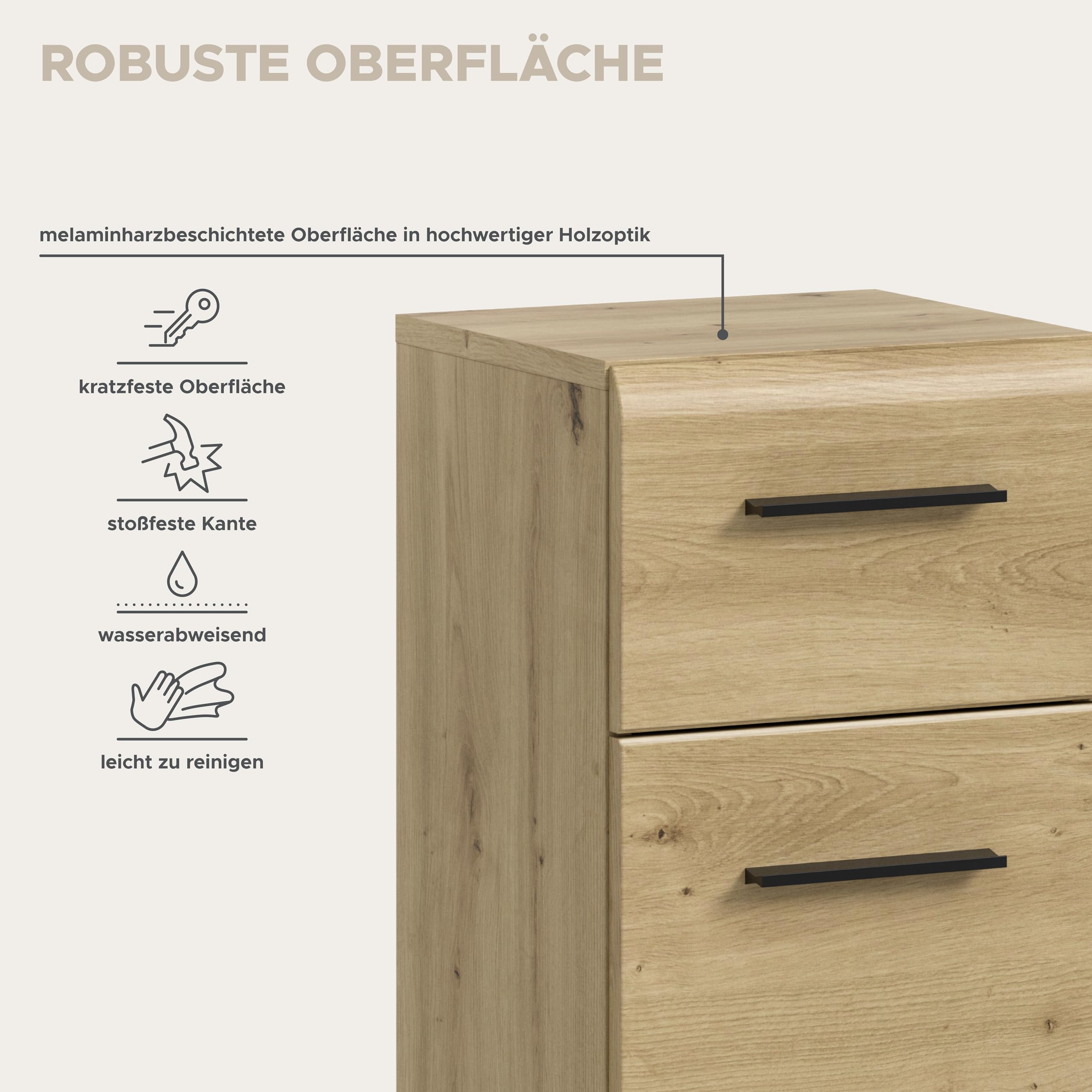 xonox.home – Standschrank Ice 30x80x30 cm in Korpus und Front Artisan Oak Nachbildung – Stand Badschrank Schrank in Holzoptik – modern & platzsparend – Bild 9