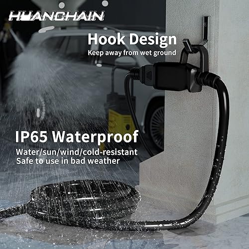 Miniatura 2 de HUANCHAIN Cable de extensión negro de 50 pies para exteriores, impermeable, cable de alimentación flexible 162 para clima frío, 2 puntas, 13A 16AWG