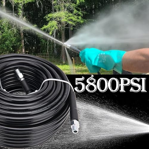 Miniatura 4 de Kit de chorro de alcantarillado para lavadora a presión Kit de manguera de chorro de 100 pies, manguera limpiadora de drenaje 5800PSI 14 pulgadas NPT