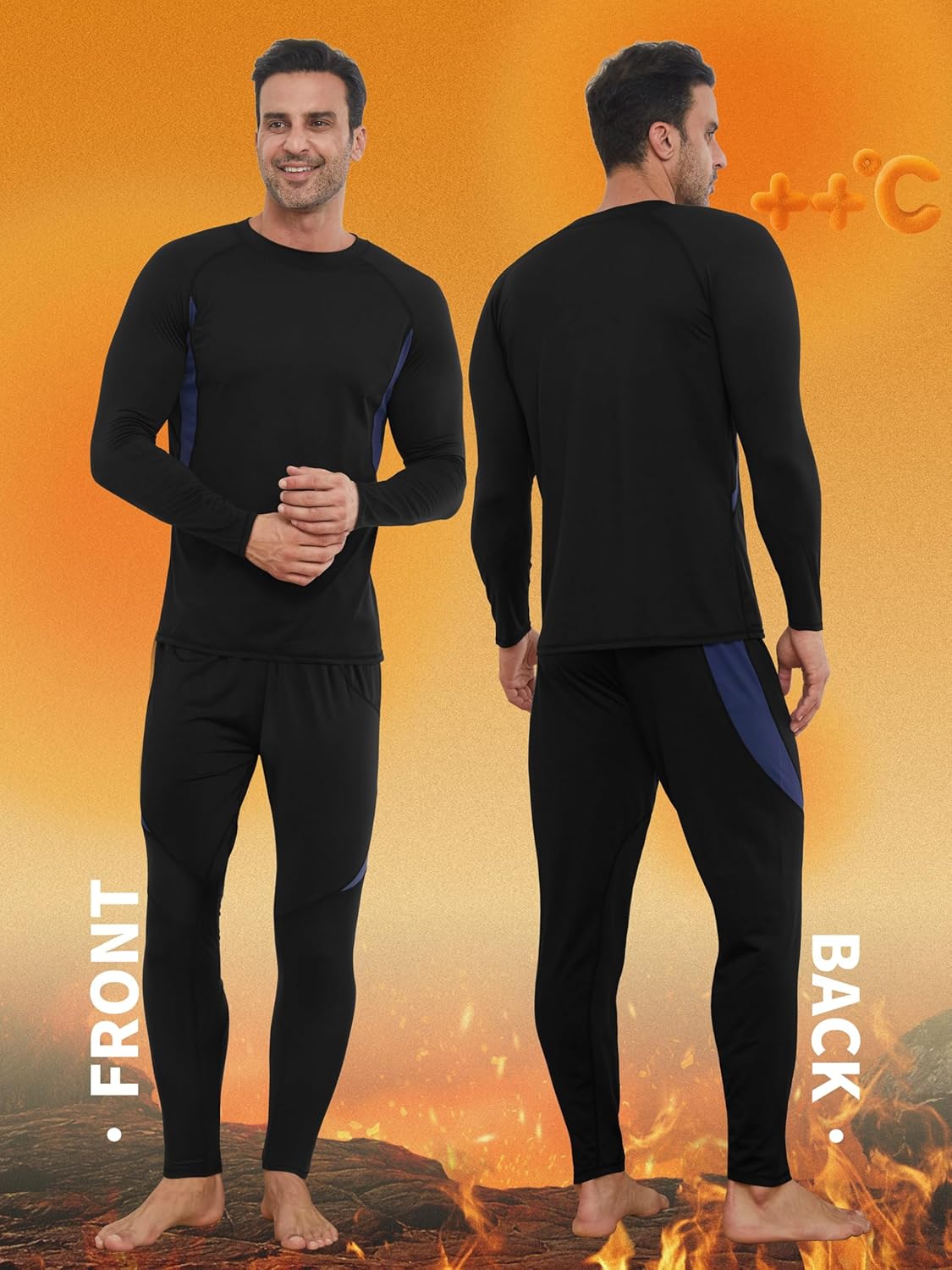 VZV 3 Pack Thermal Underwear for Men Fleece Lined Long Johns for Men Thermal Underwear Base Layer Top and Bottom Set - Image 7
