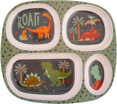 Stephen Joseph Melamine Dinner Plate for Kids, Dino