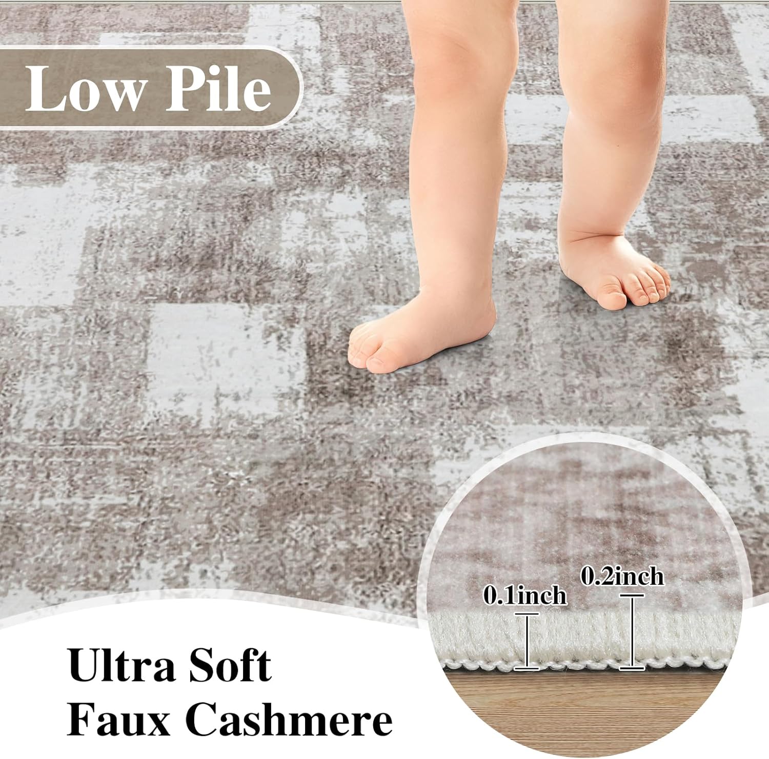 famibay 5x8 Area Rug Washable Neutral Rugs for Living Room Thin Low Pile Bedroom Rug Modern Abstract Carpet Rugs for Living Room Bedroom Dining Room