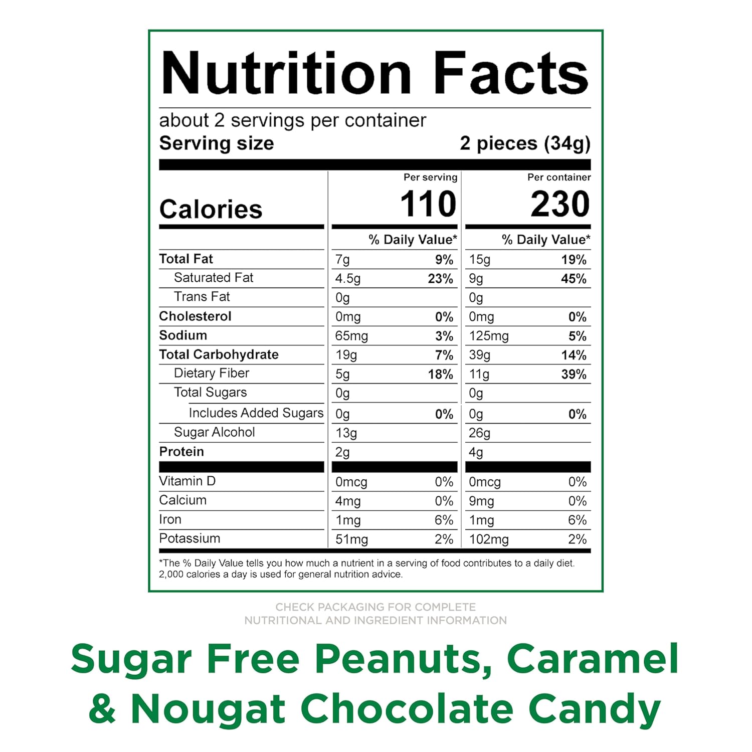 RUSSELL STOVER Sugar Free Peanut, Caramel & Nougat Chocolate Candy, 2.4 oz. bag (Pack of 10)