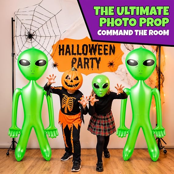Bedwina 60 Giant Inflatable Alien Halloween Decorations Blow Ups - 2 PK