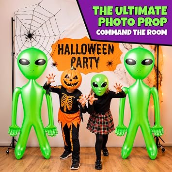 Bedwina 60 Giant Inflatable Alien Halloween Decorations Blow Ups - 2 PK