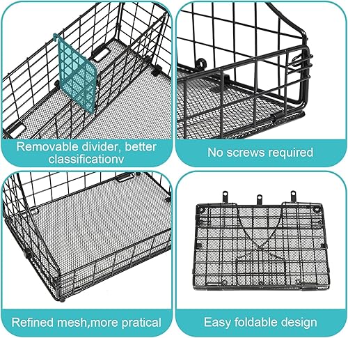 Miniatura 3 de Organizadores apilables de aperitivos con divisor extraíble y ganchos para montaje en pared, cesta de almacenamiento de alambre de metal de 3
