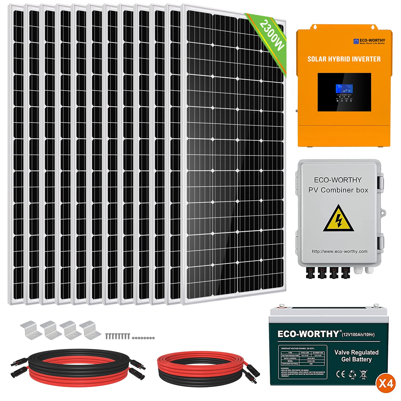 Buy ECOWORTHY 2300W 9KWH 48V Complete Solar Power System Kit Off Grid
