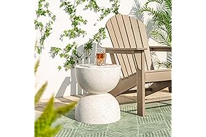 Glitzhome Faux Travertine Table for Indoor Outdoor Use