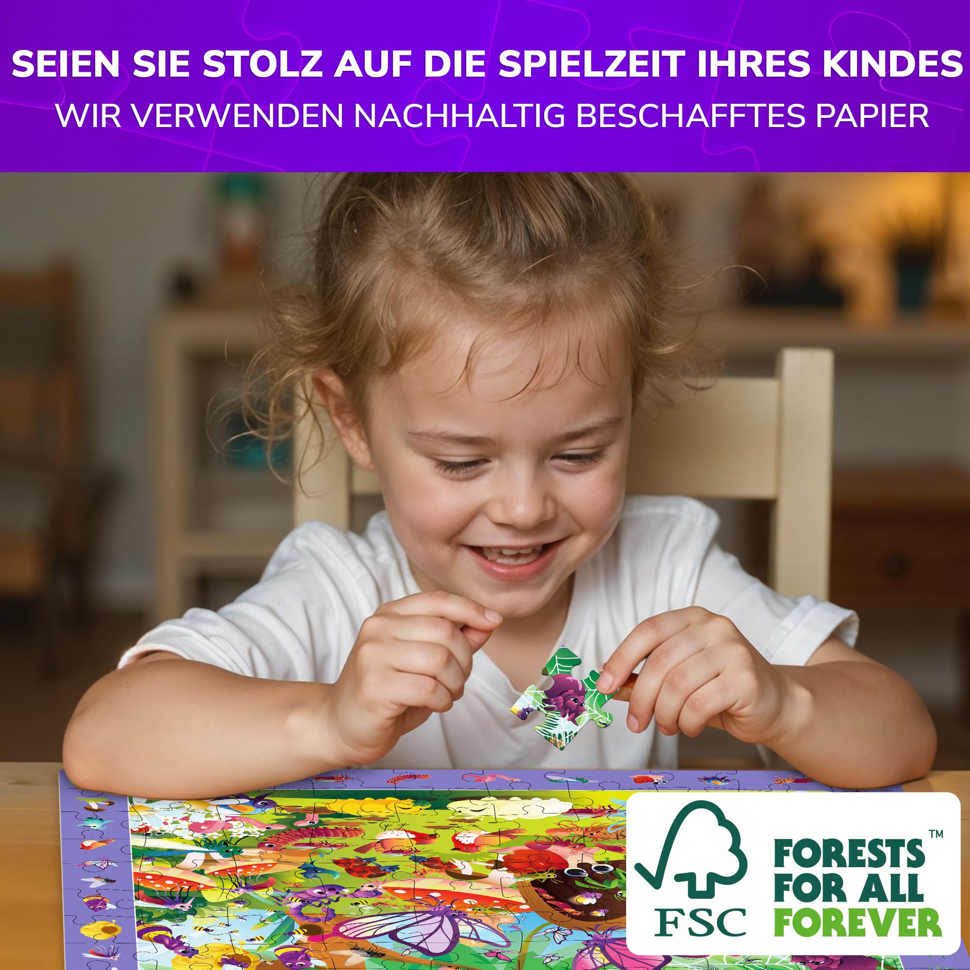 QUOKKA Puzzle ab 3 4 5 Jahre für Kinder - 4x100 Teile Puzzle ab 5 6 für Jungen und Mädchen - Suchen & Finden Kinderpuzzle Spiele mit Tiere & Insekten - Geschenk Spielzeug für Kinder 6 7 8 Jahre