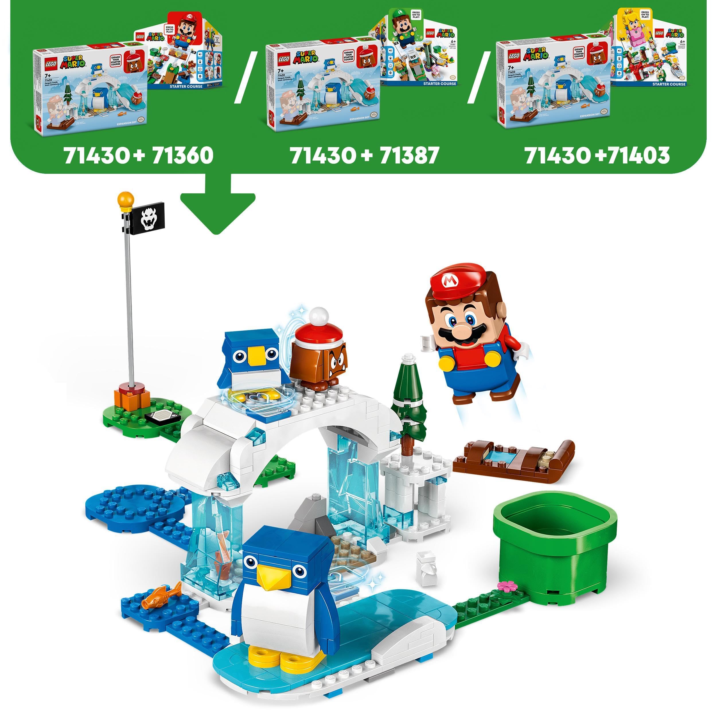LEGO Super Mario Śniegowa przygoda penguinów – zestaw rozszerzający, zabawka kolekcjonerska do budowania dla chłopców i dziewczynek, dzieci od 7 lat, z figurką Goomby, prezent dla graczy, 71430