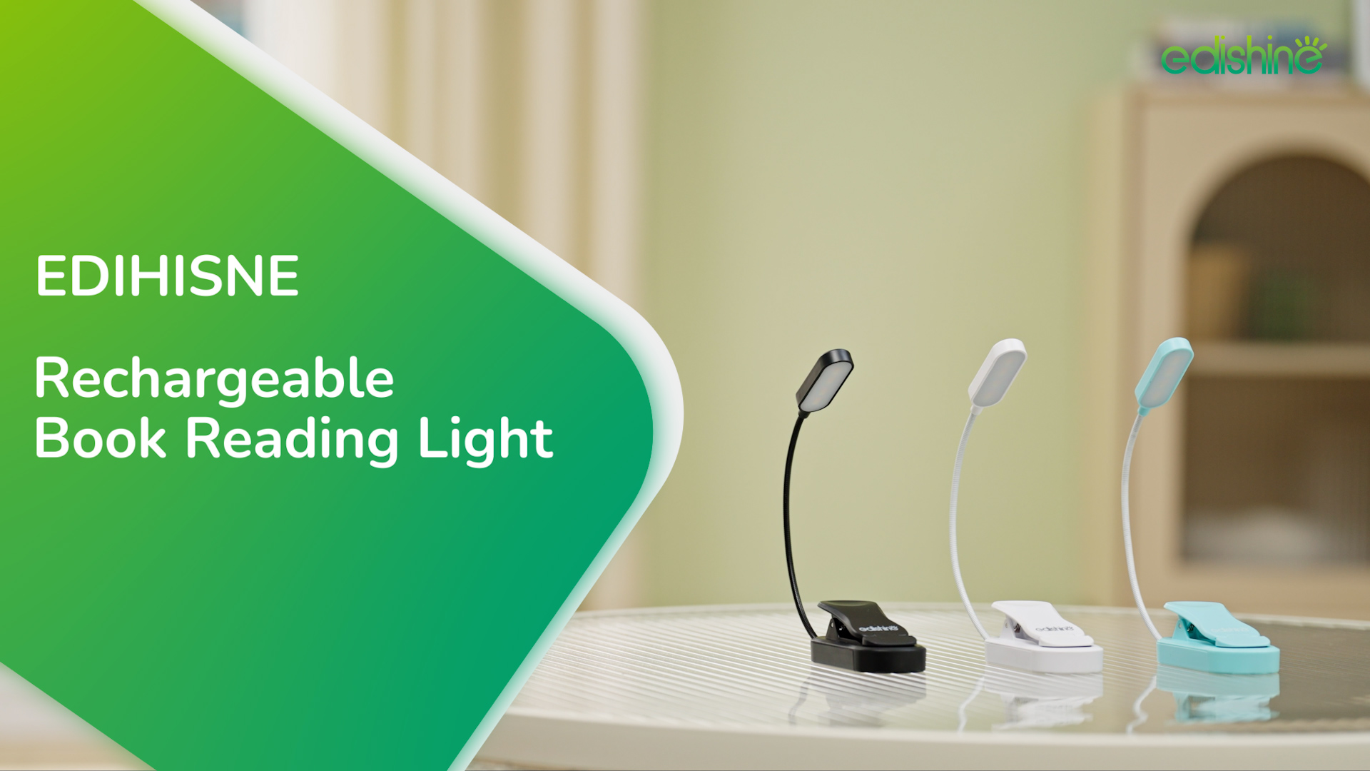 Image of EDISHINE Reading Light, USB Rechargeable Clip On Book Light, 3 Color Modes & Stepless Dimmable, 2 Charging Modes, Eye Care LED Lamp for Readers, Kids, Bookworms, Travel (White)