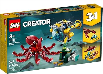 LEGO Creator 31130 Sunken Treasure Mission Submarine 3 in 1 Toy 8+ 522 Pieces