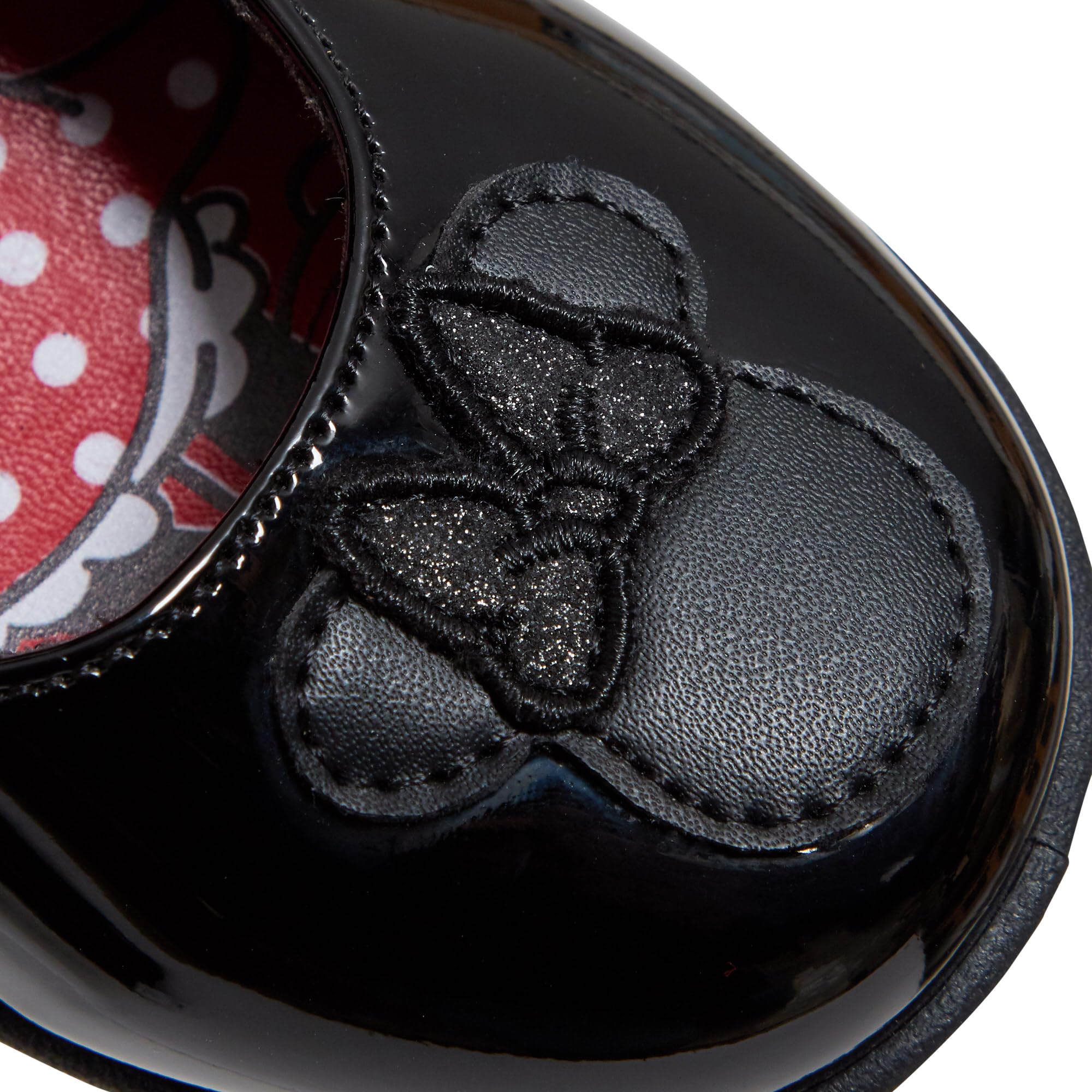 Disney Chaussures d'école Minnie Mouse pour Filles, Chaussures de fête Noires Vernies à Fermeture Facile