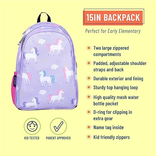 Miniatura 7 de Wildkin Lonchera para niños, mochila de 15 pulgadas, botella de agua reutilizable de 16 onzas y paquete de paquete de hielo para una comida cómoda,