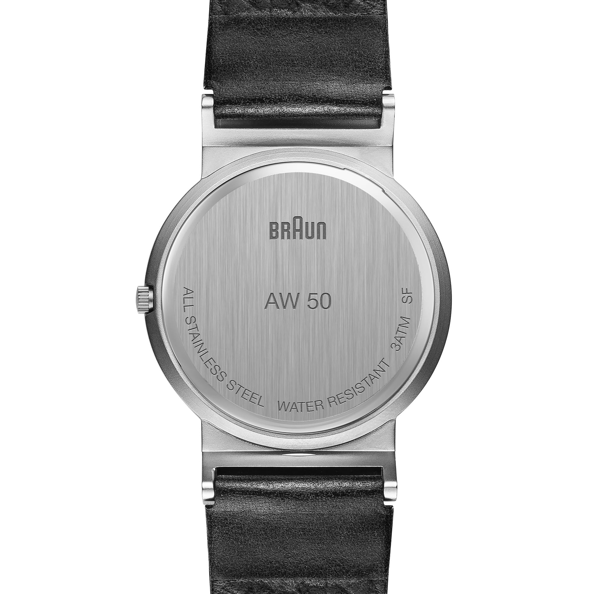 Braun Unisex - zegarek kwarcowy dla dorosłych, analogowy klasyczny wyświetlacz i skórzany pasek AW50, Czarny, pasek
