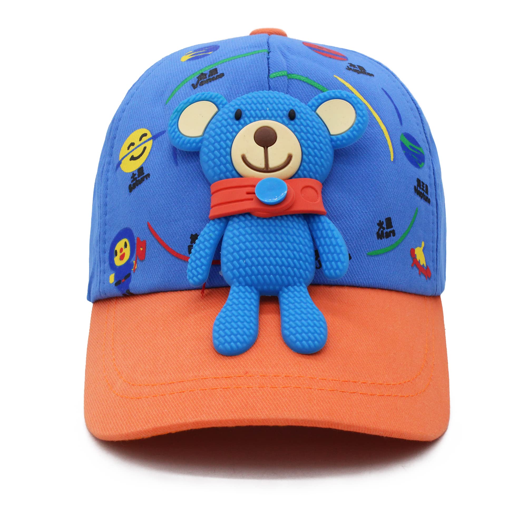 VRITRAZ Kids Polyester Teddy Cartoon Character Printed Little Cap 4-12 Years (Color-Blue) 2