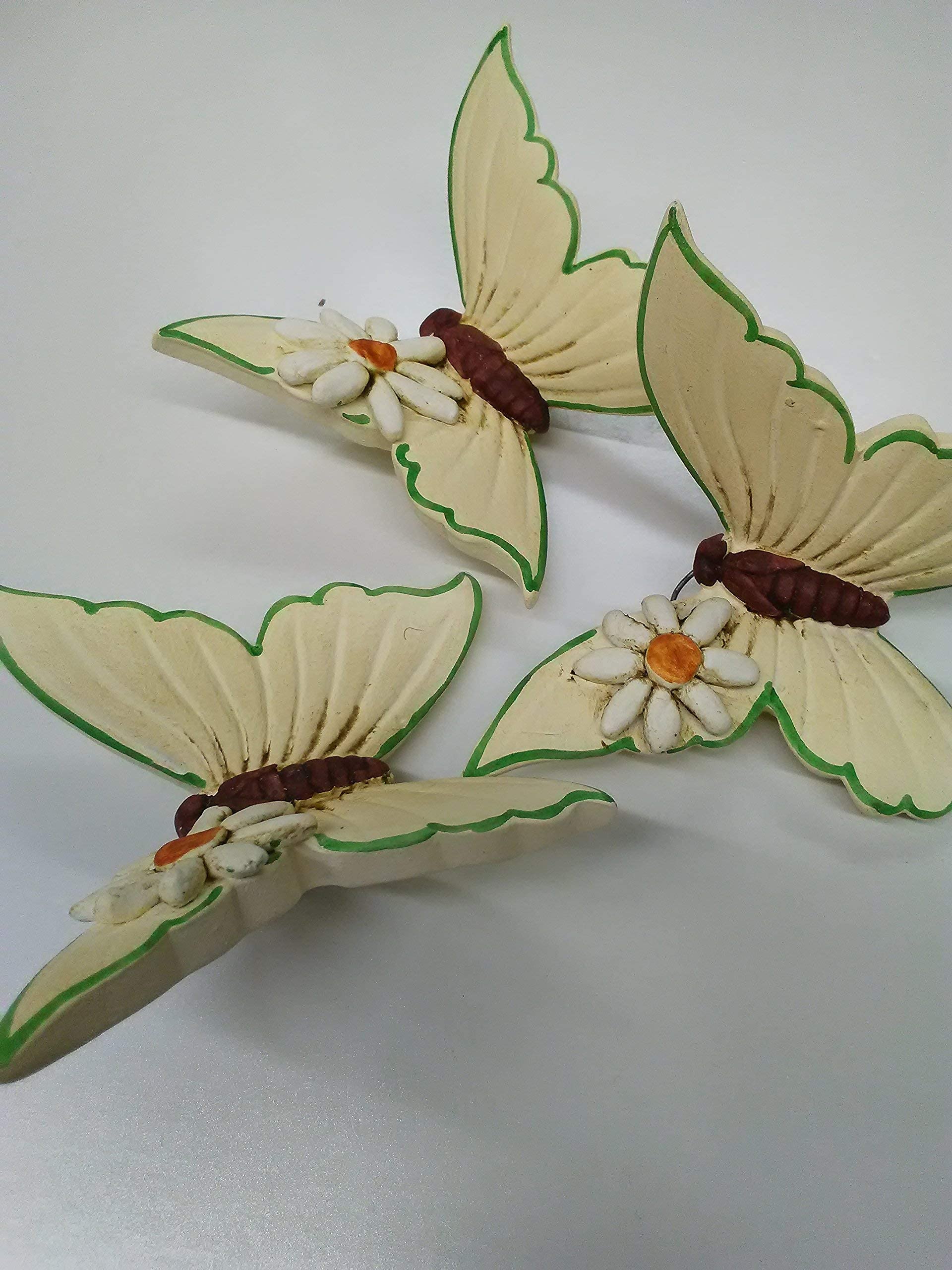 Farfalle Decorative da Parete - Ceramica - Set da 3 Pezzi - linea Margherite - Le Ceramiche Del Re