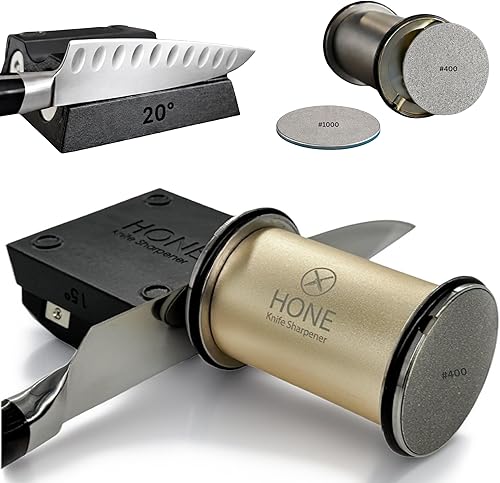 Diseñado en Canadá, afilador de cuchillos rodantes de cocina con rodamientos de bolas, placas de diamante desmontables de doble cara, ranura para