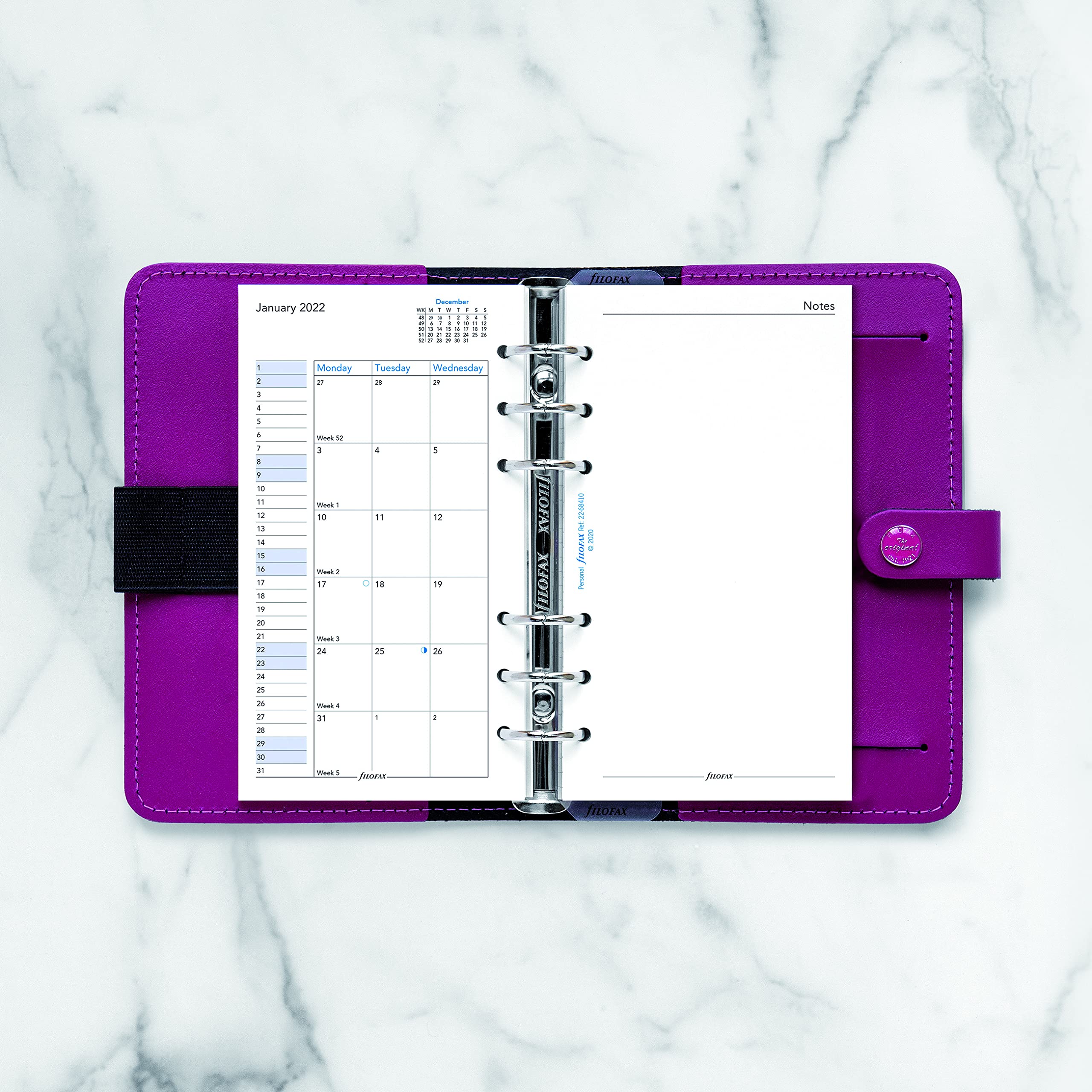 Filofax Ricarica, formato personale/compatto, visualizzazione mensile, carta bianca, inglese, 2022 (C68410-22)