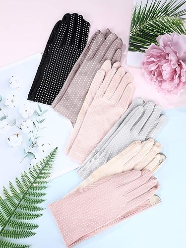 Miniatura 7 de 6 pares de guantes de protección UV de verano para mujer, guantes de conducción antideslizantes para pantalla táctil