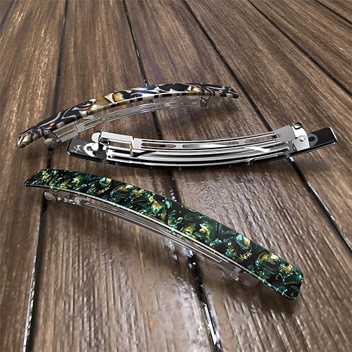 Miniatura 7 de HYFEEL Pasadores franceses largos para mujer, cabello fino y grueso, pinzas grandes de 4 pulgadas para cola de caballo, accesorios elegantes para el