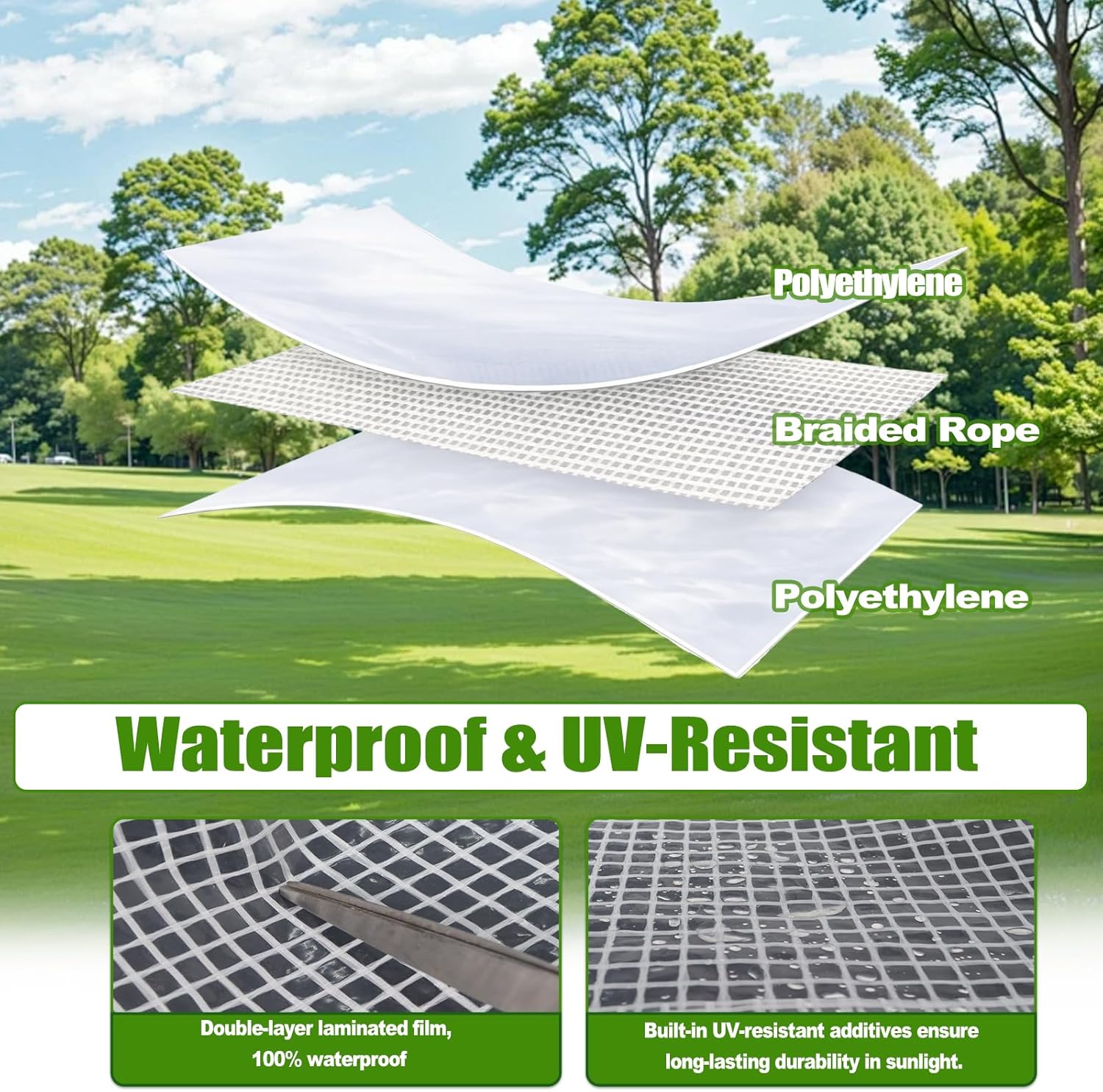 16 x 20 FT Clear Tarps with Grommets, 16 Mil Thick UV Resistant Greenhouse Tarp, Tarps Heavy Duty Waterproof for Garden, Outdoor and Yard Protection
