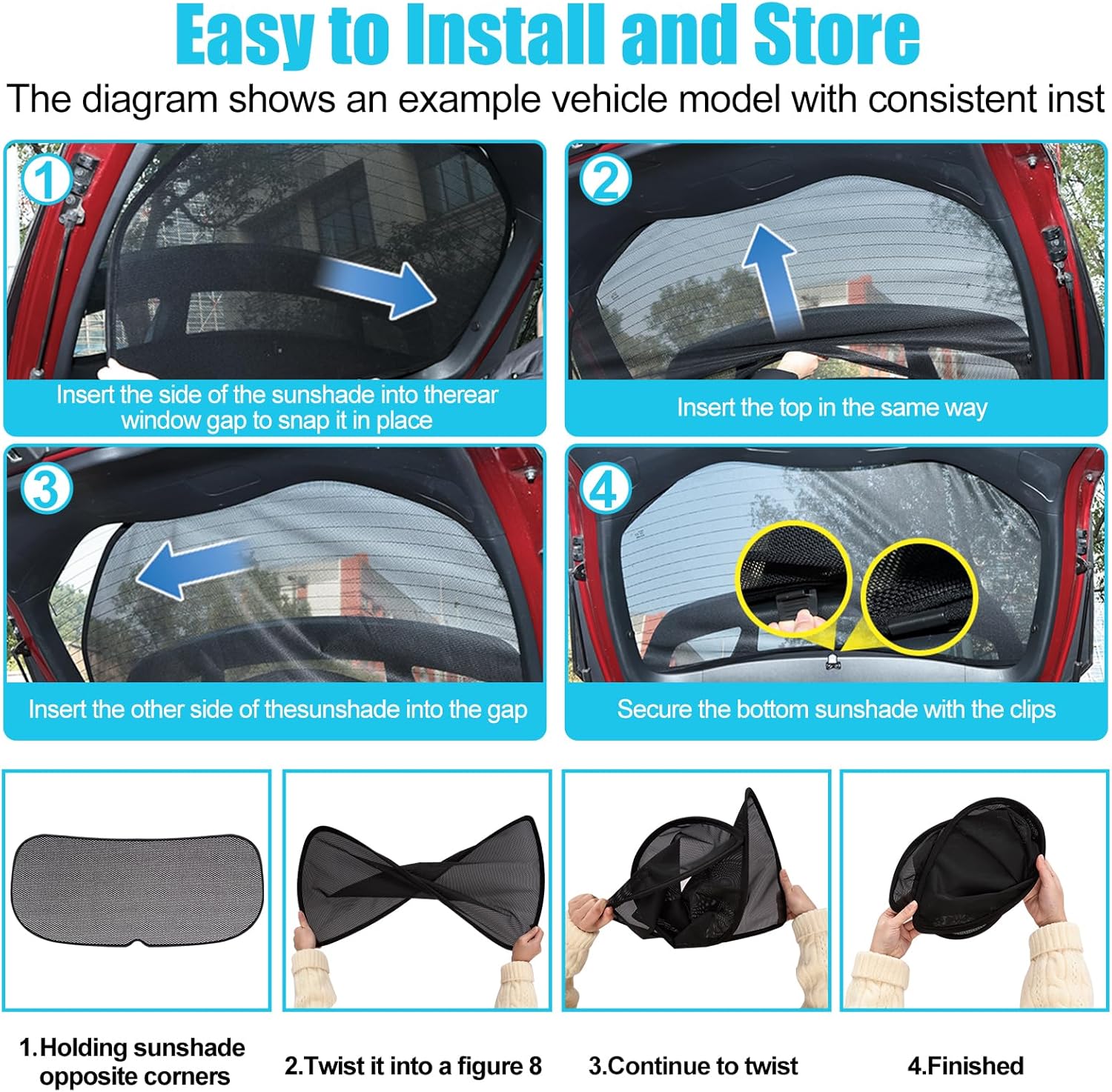 ZATOOTO Rear Window Sun Shade for Tesla Model Y 2019-2024, Visible Back Windshield Shades for Safety Driving UV Rays Protection Reduce Heat Mesh Window Shade for Baby in Car