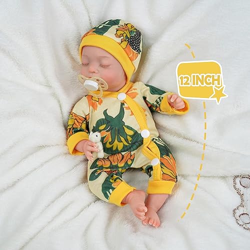 Miniatura 4 de BABESIDE Muñecas de bebé Reborn realistas Karen, juego de regalo de primera muñeca de bebé de 12 pulgadas, lindas muñecas realistas con ropa para