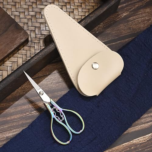 Miniatura 3 de Tijeras de bordado de precisión pequeña, punta afilada de 4.3 pulgadas, tijeras de detalle vintage con funda para manualidades, costura, punto de