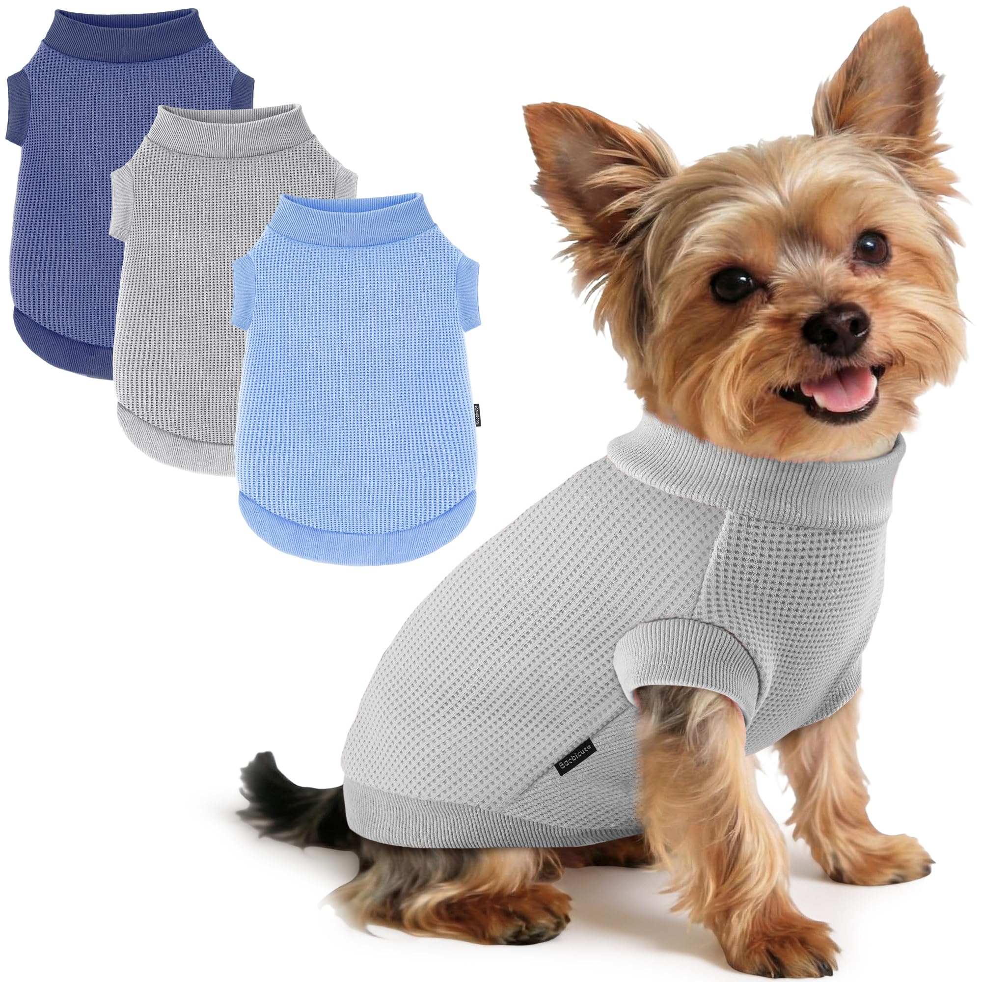 Photo 1 of 3 Pack Dog Shirt for Small Supplies Functional Waffle Dog Clothes Warm Soft Sweatshirt Outfit for Dogs Cats Pet Apparel
