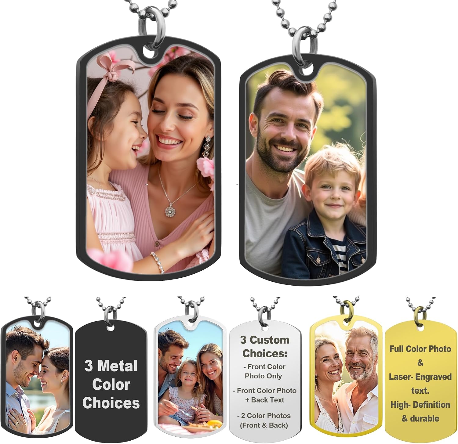 Personalized Laser Engraved Photo Custom UV Color Picture Pendant Necklace