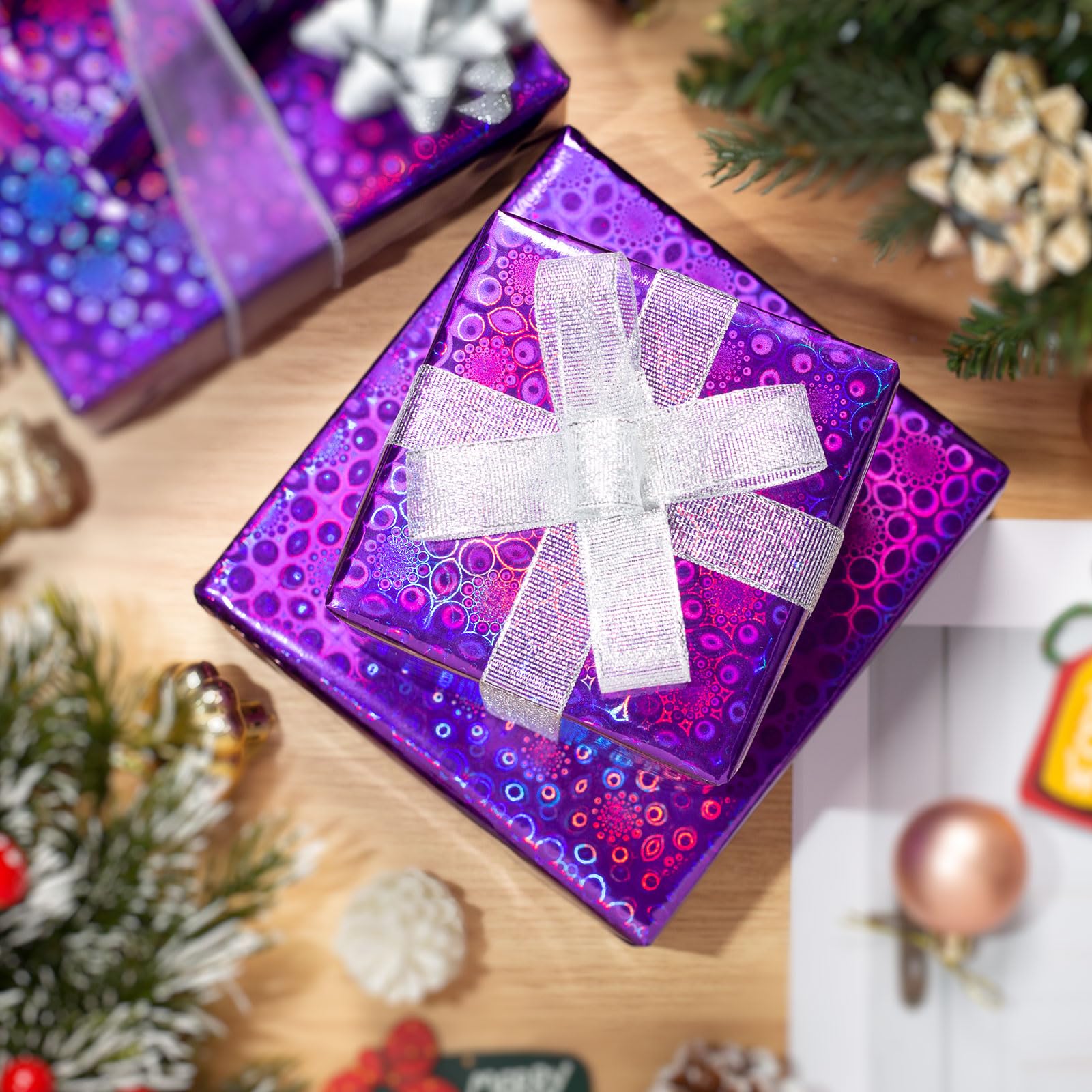 Homeral Rouleau De Papier Cadeau Holographique Violet – Motif
