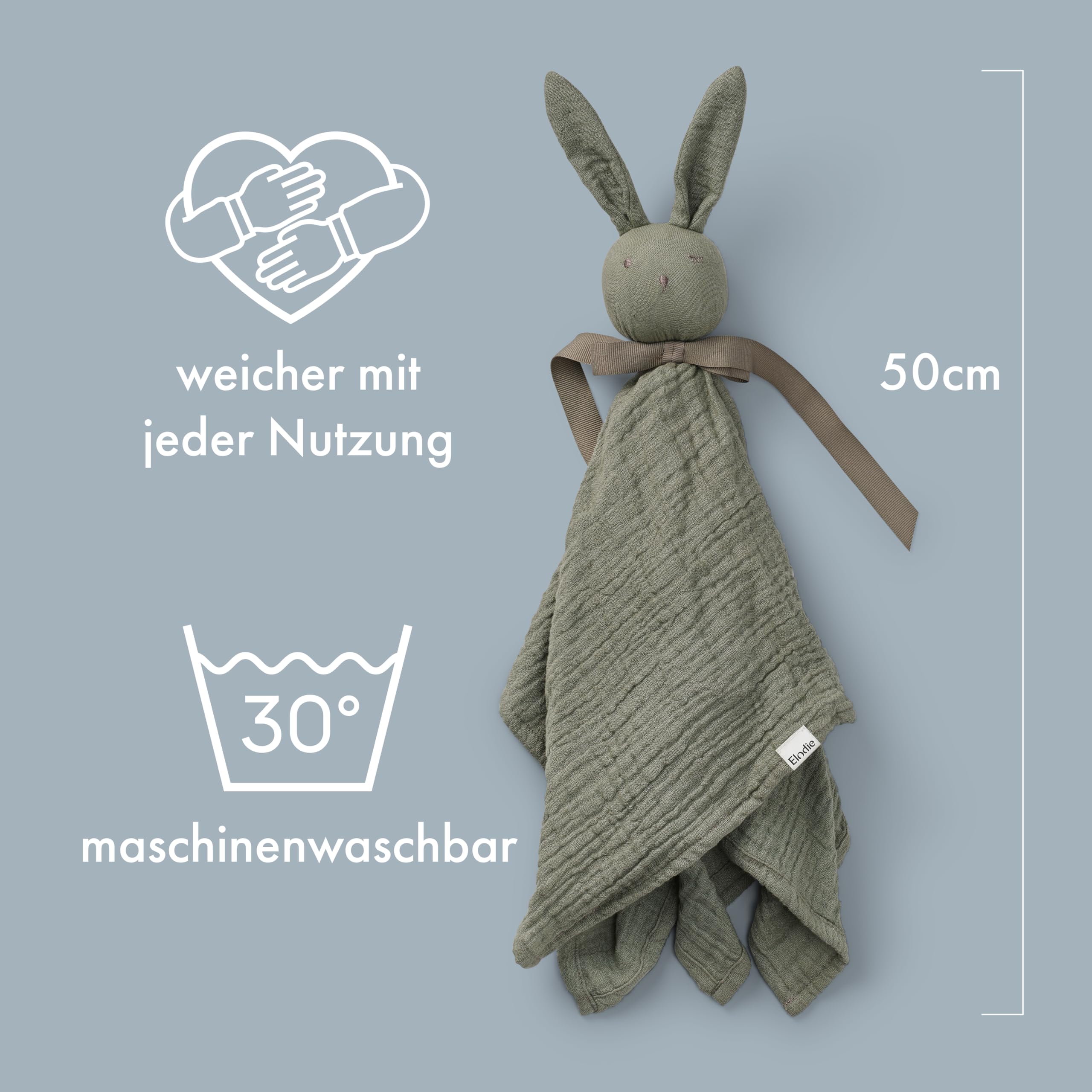 Elodie Details Schnuffeltuch, Schmusedecke, Baby Blinkie Schmusetuch aus 100% Öko-Tex & Bio-Baumwolle - Extraweicher & Waschbar - Kuscheltuch Schlaftier für Babys & Kleinkinder - Hazy Jade