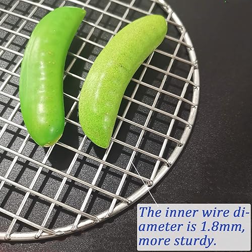 Miniatura 5 de Rejilla de acero inoxidable con diámetro de alambre cruzado de 7.9 pulgadas, para cocinar al vapor, refrigeración y hornear, para freidora de aire,