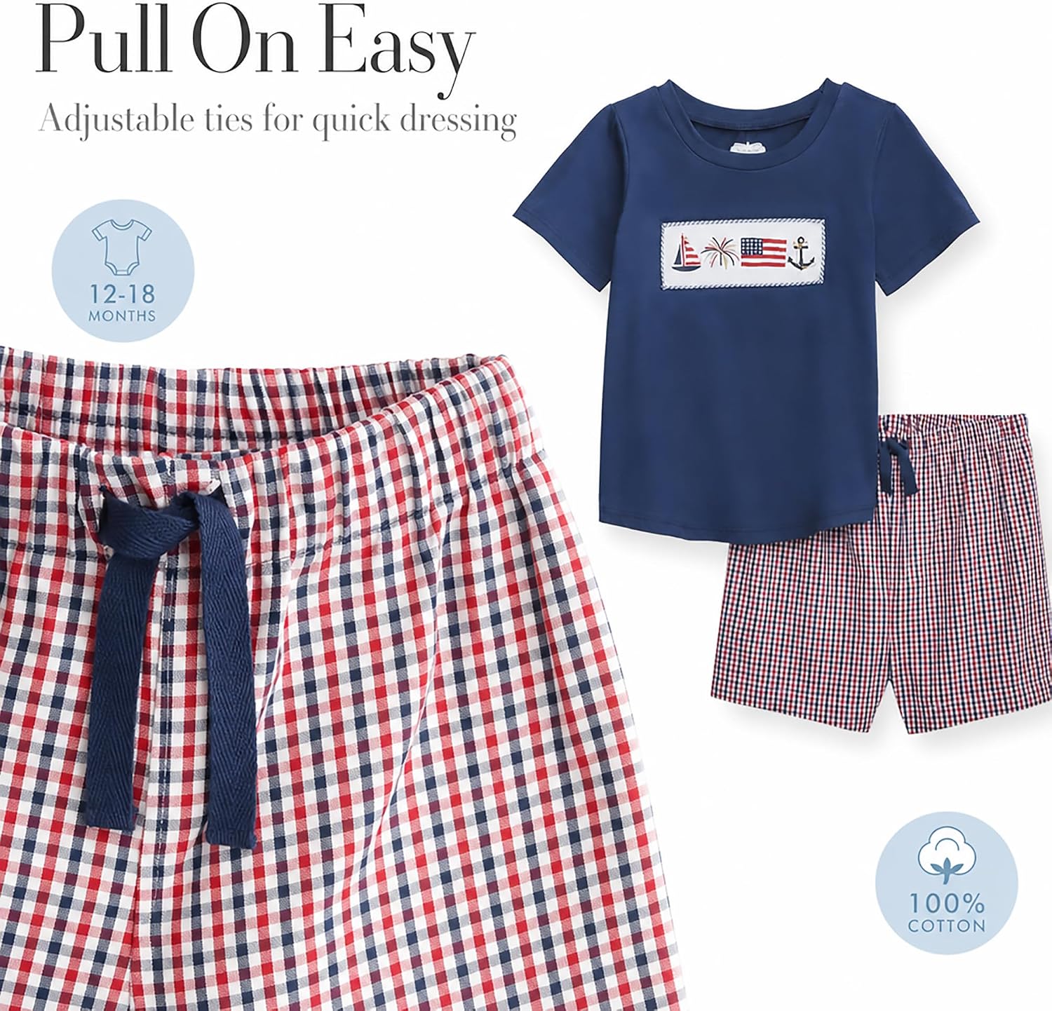 Mud Pie Toddler Boy Navy Patriotic Short Set