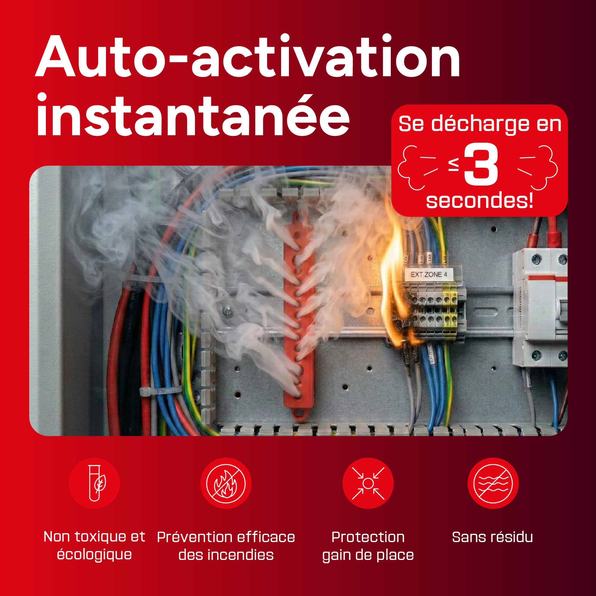 Petit Extincteur Automatique (2 Pièces) | Pour tableaux électriques, fusibles, batteries lithium, onduleurs, véhicules, bateaux et compartiments techniques.